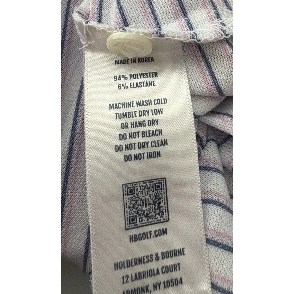 New Holderness & Bourne 2XL XXL Saxton‎ Pink Blue Striped Golf Polo Tailored Fit